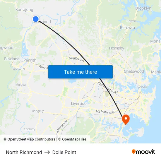 North Richmond to Dolls Point map