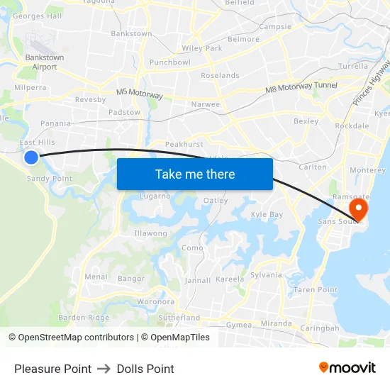 Pleasure Point to Dolls Point map