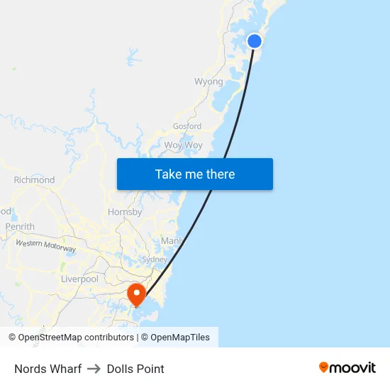 Nords Wharf to Dolls Point map