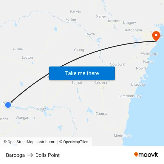 Barooga to Dolls Point map