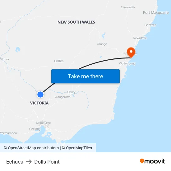 Echuca to Dolls Point map