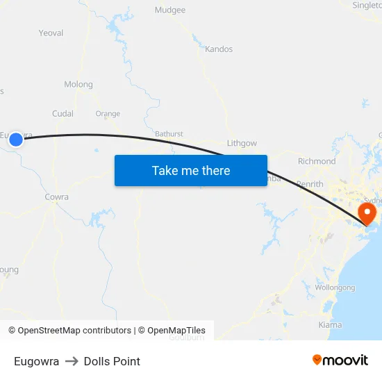 Eugowra to Dolls Point map