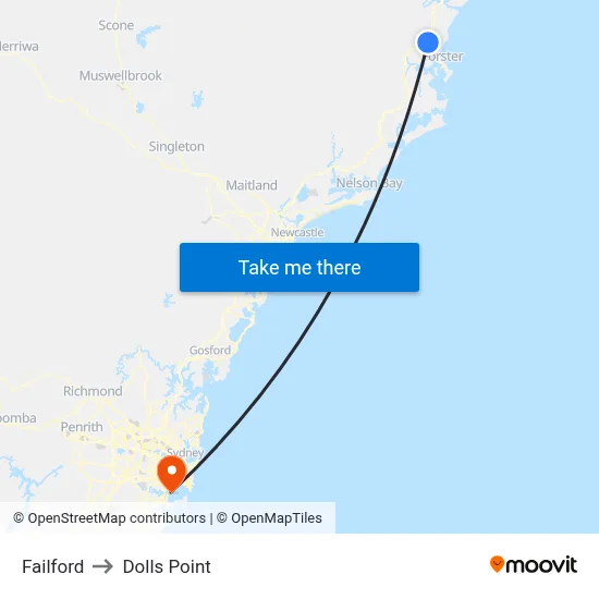 Failford to Dolls Point map