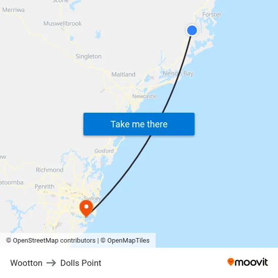 Wootton to Dolls Point map