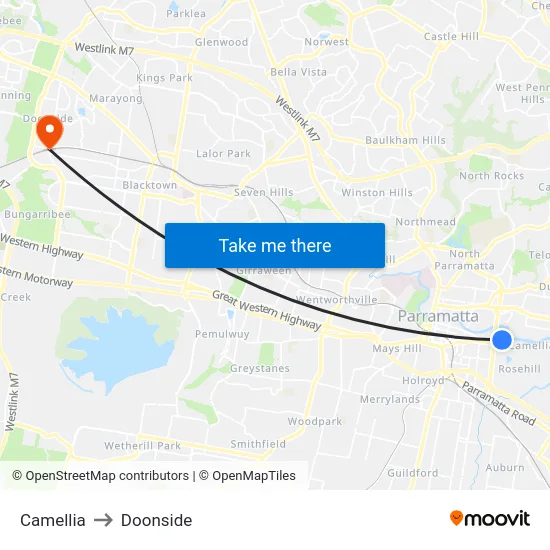 Camellia to Doonside map