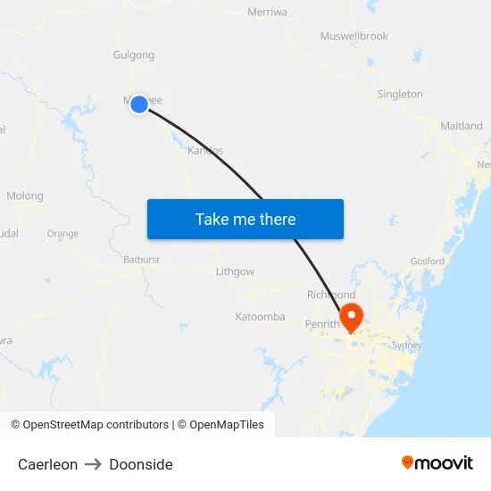 Caerleon to Doonside map