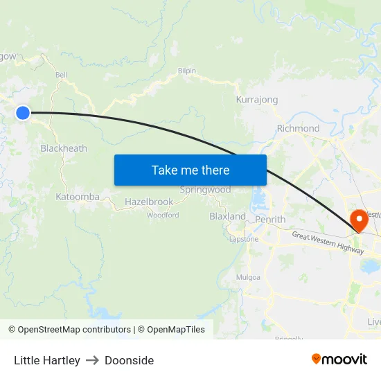 Little Hartley to Doonside map