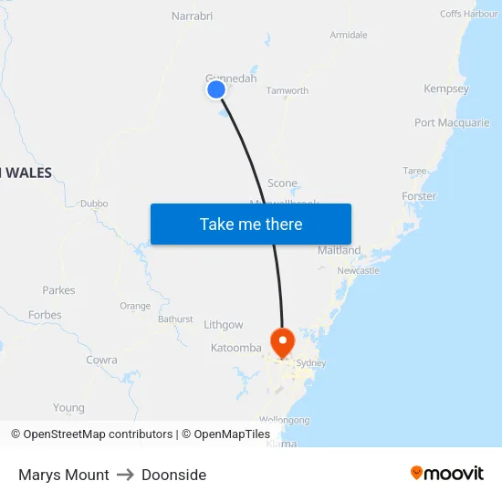 Marys Mount to Doonside map
