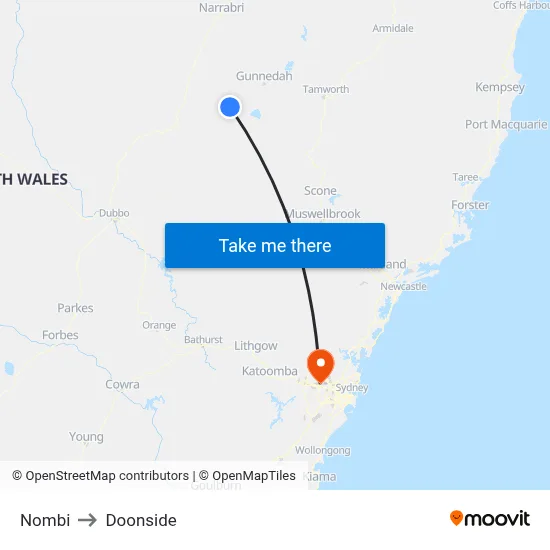 Nombi to Doonside map
