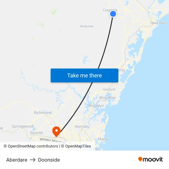 Aberdare to Doonside map