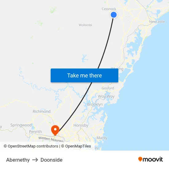 Abernethy to Doonside map