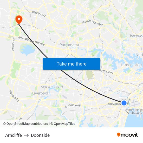 Arncliffe to Doonside map