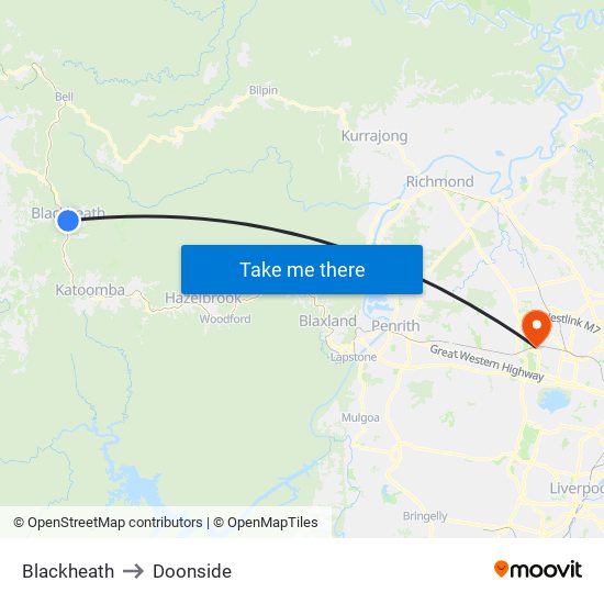 Blackheath to Doonside map