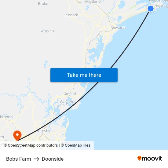 Bobs Farm to Doonside map