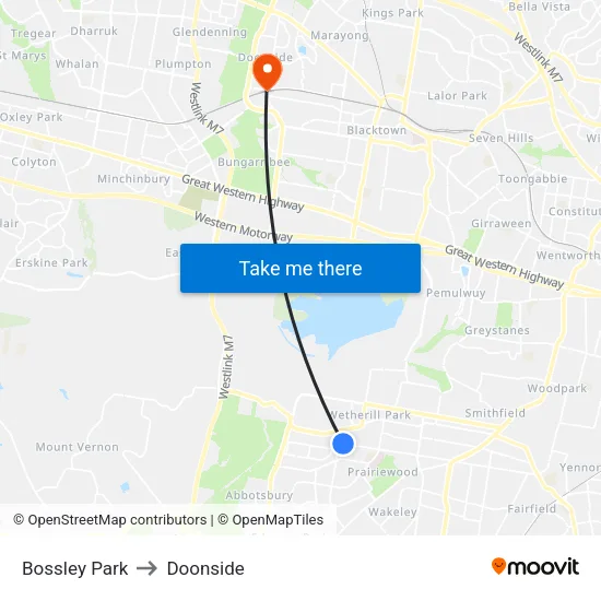 Bossley Park to Doonside map