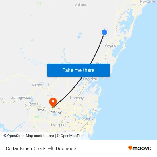 Cedar Brush Creek to Doonside map