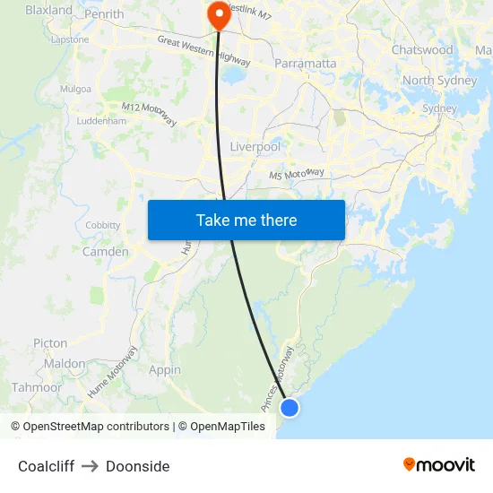 Coalcliff to Doonside map
