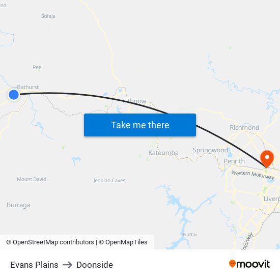 Evans Plains to Doonside map