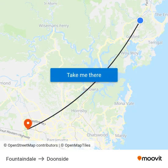 Fountaindale to Doonside map