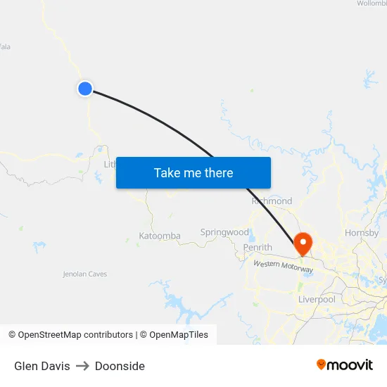 Glen Davis to Doonside map