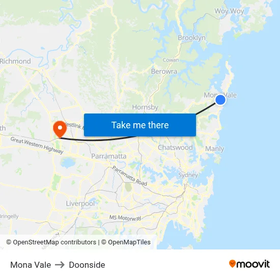 Mona Vale to Doonside map