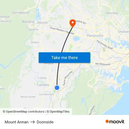 Mount Annan to Doonside map
