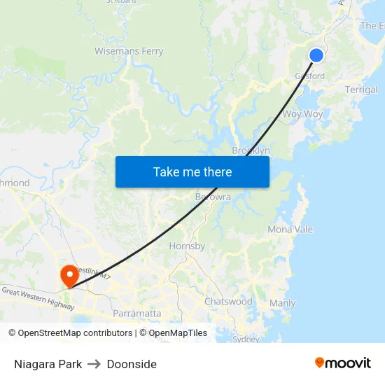 Niagara Park to Doonside map