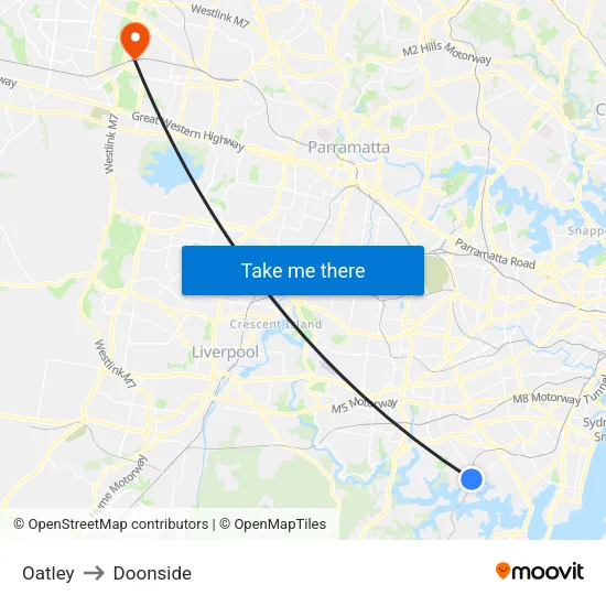 Oatley to Doonside map