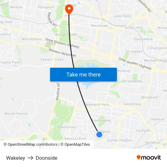 Wakeley to Doonside map
