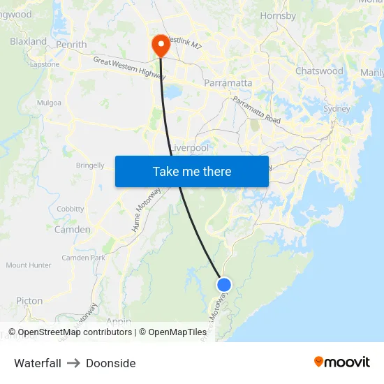 Waterfall to Doonside map