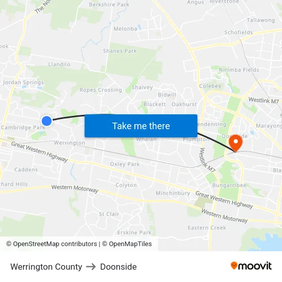 Werrington County to Doonside map