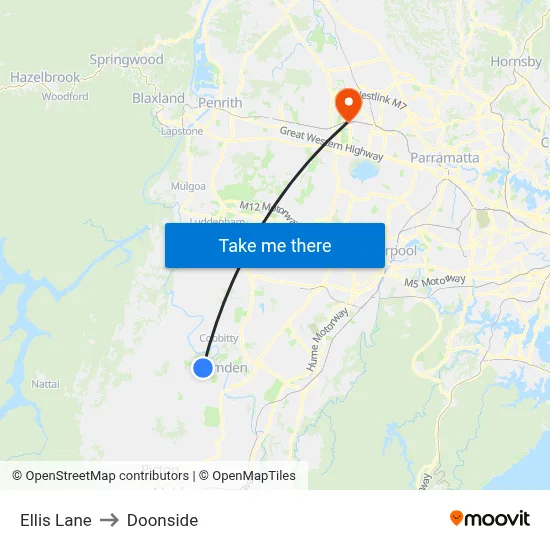Ellis Lane to Doonside map