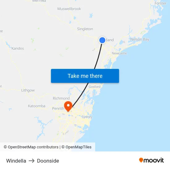 Windella to Doonside map