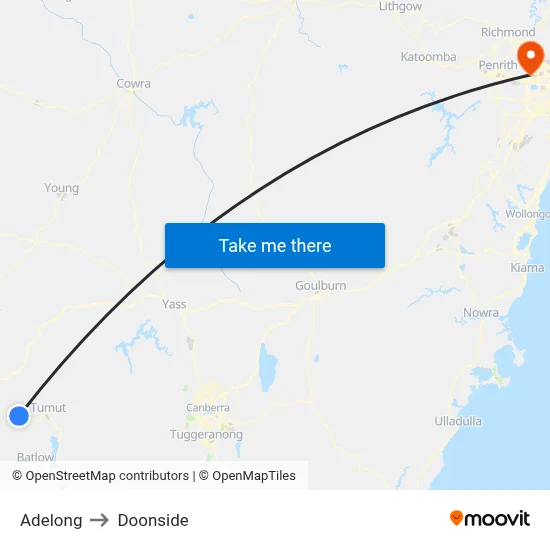 Adelong to Doonside map
