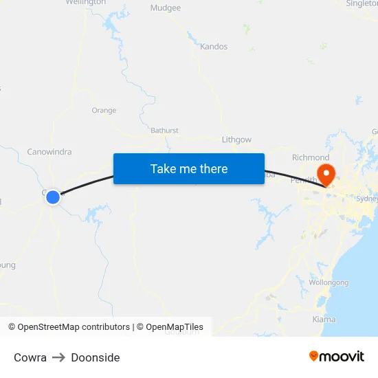 Cowra to Doonside map