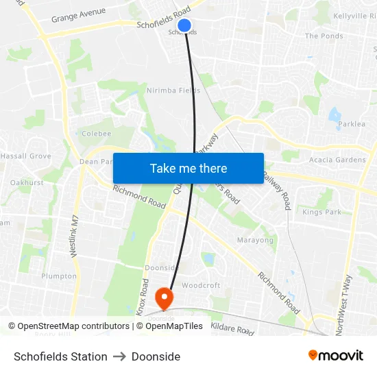 Schofields Station to Doonside map
