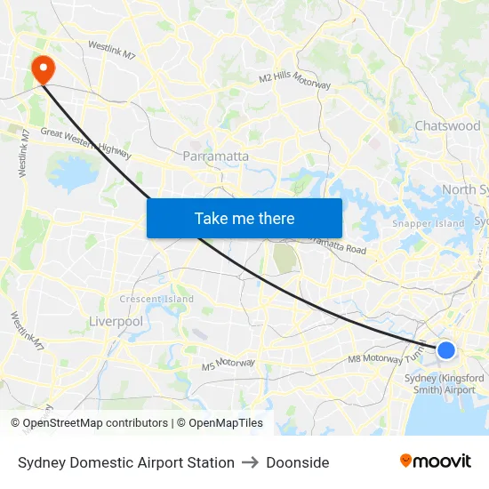 Sydney Domestic Airport Station to Doonside map