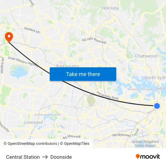 Central Station to Doonside map