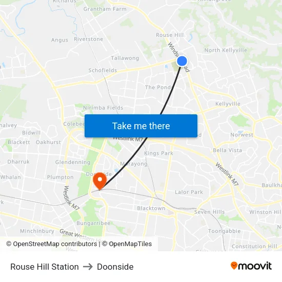 Rouse Hill Station to Doonside map