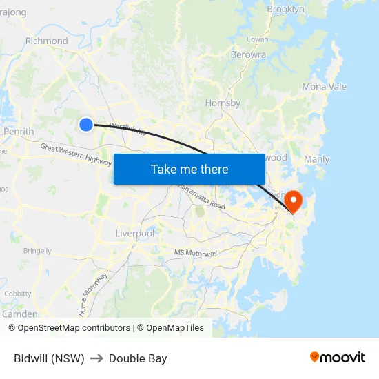 Bidwill (NSW) to Double Bay map