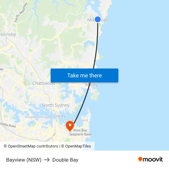 Bayview (NSW) to Double Bay map