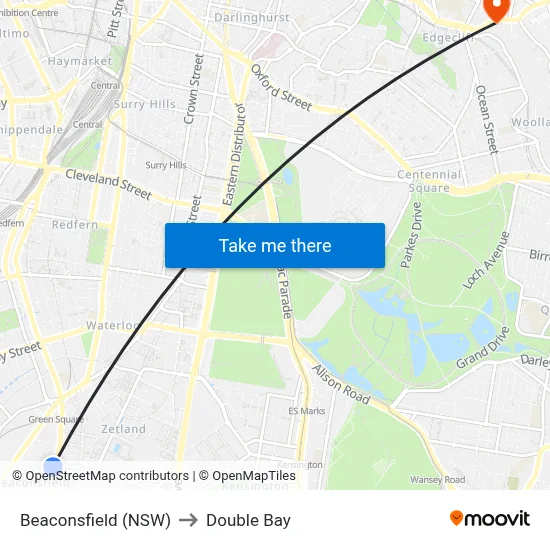 Beaconsfield (NSW) to Double Bay map