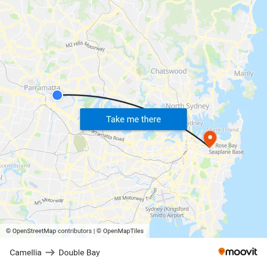 Camellia to Double Bay map