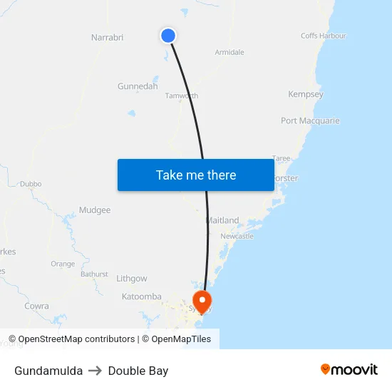 Gundamulda to Double Bay map