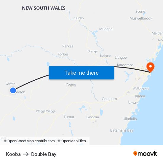 Kooba to Double Bay map
