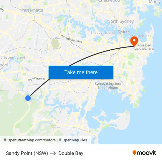 Sandy Point (NSW) to Double Bay map