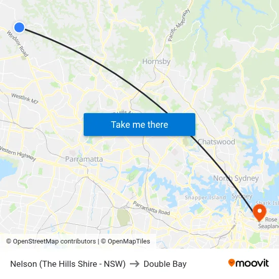 Nelson (The Hills Shire - NSW) to Double Bay map
