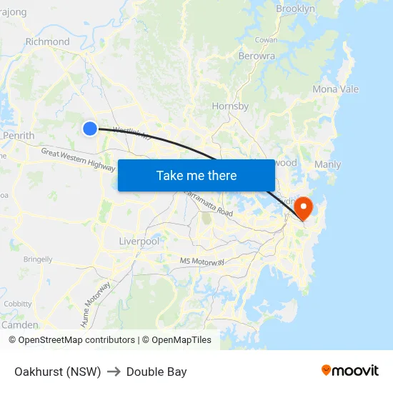 Oakhurst (NSW) to Double Bay map