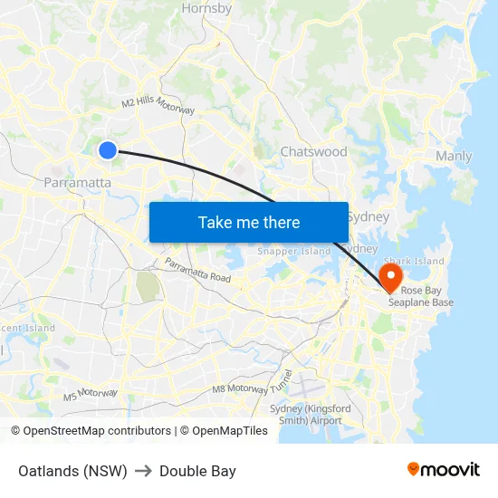 Oatlands (NSW) to Double Bay map