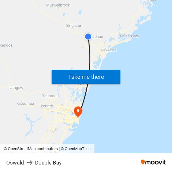 Oswald to Double Bay map